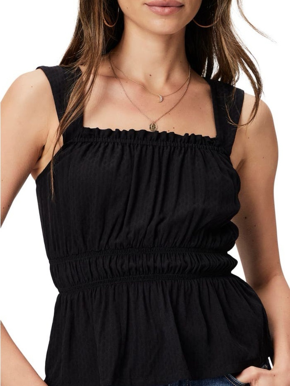 PAIGE Black Smocked Laureth Shirred Tank Size XS NWOT